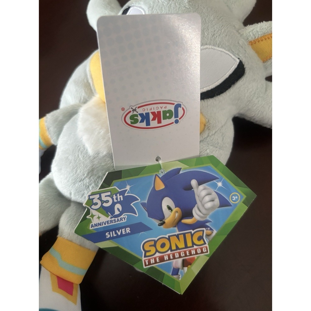 Sonic The Hedgehog 35th Anniversary Wave 14 9" SILVER Plush by Jakks Pacific - Picture 3 of 5